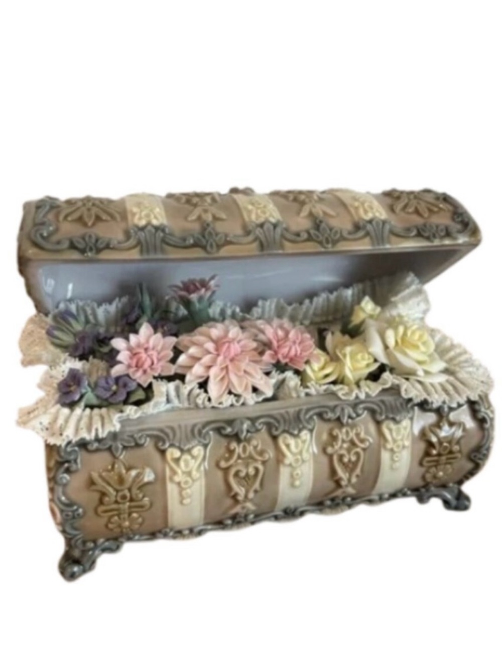 Rare Vintage Lladró Flower Chest #1572 Porcelain Figurine – Retired